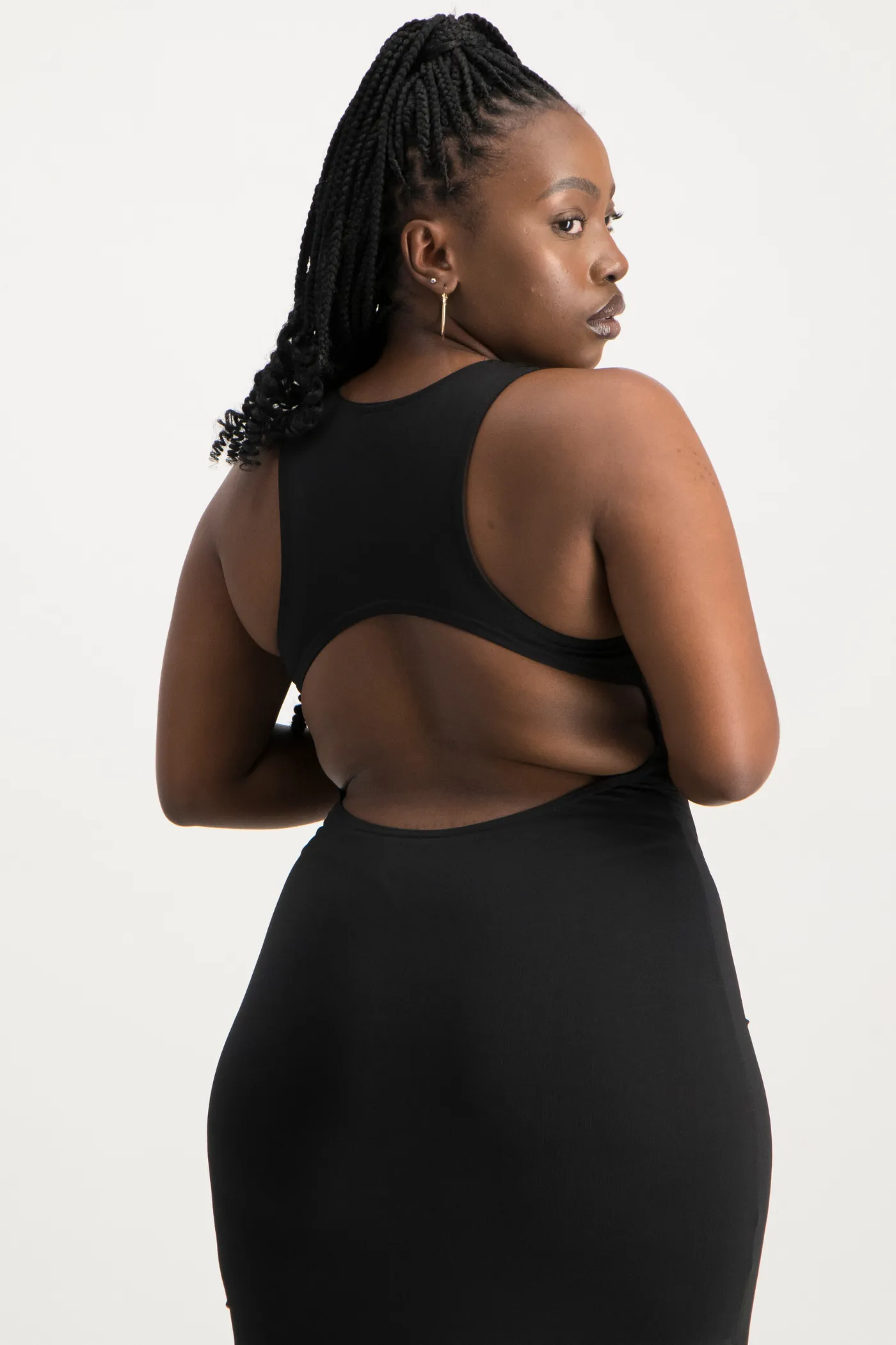 Melanie Open Back Maxi Dress with Slit - Black