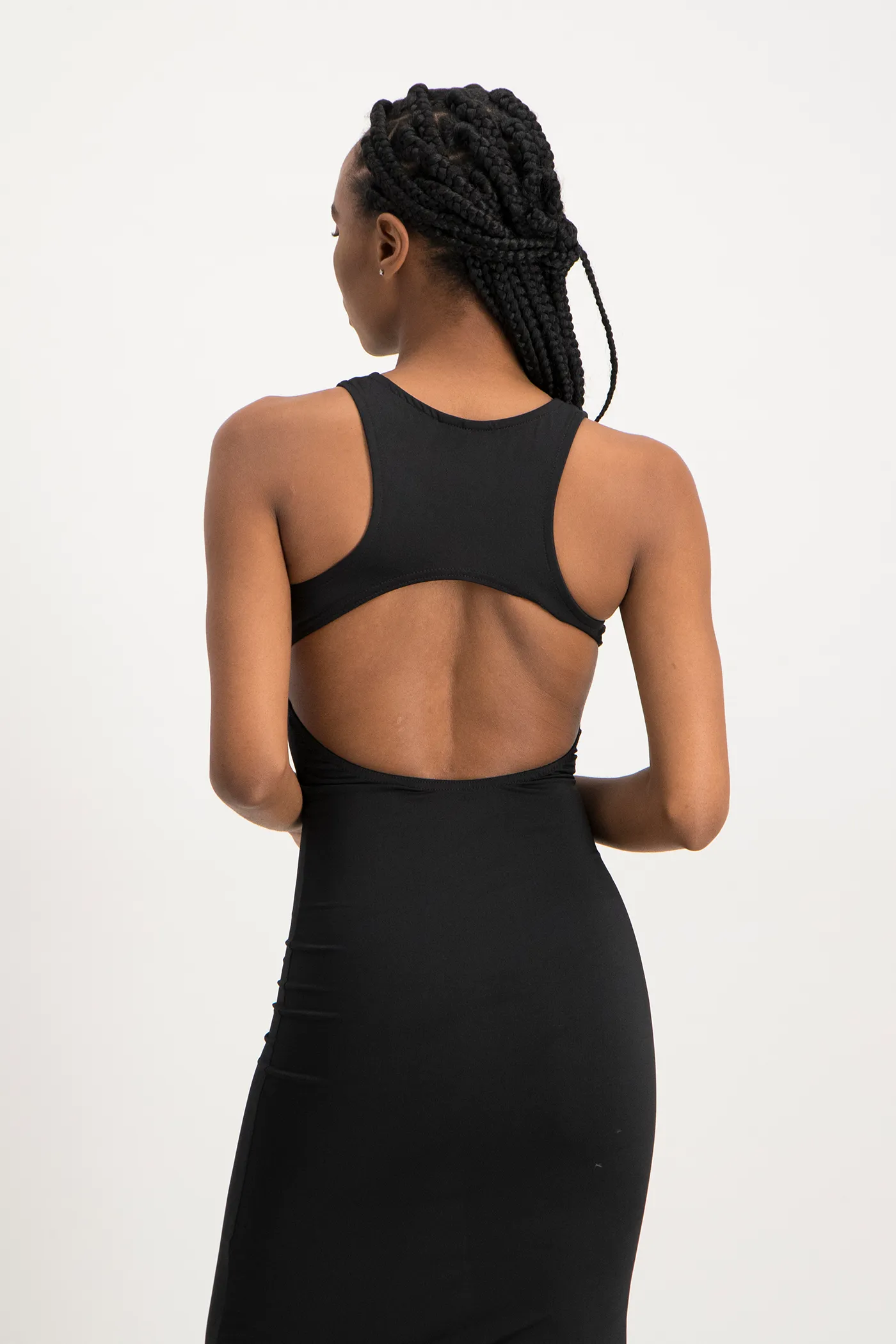Melanie Open Back Maxi Dress with Slit - Black