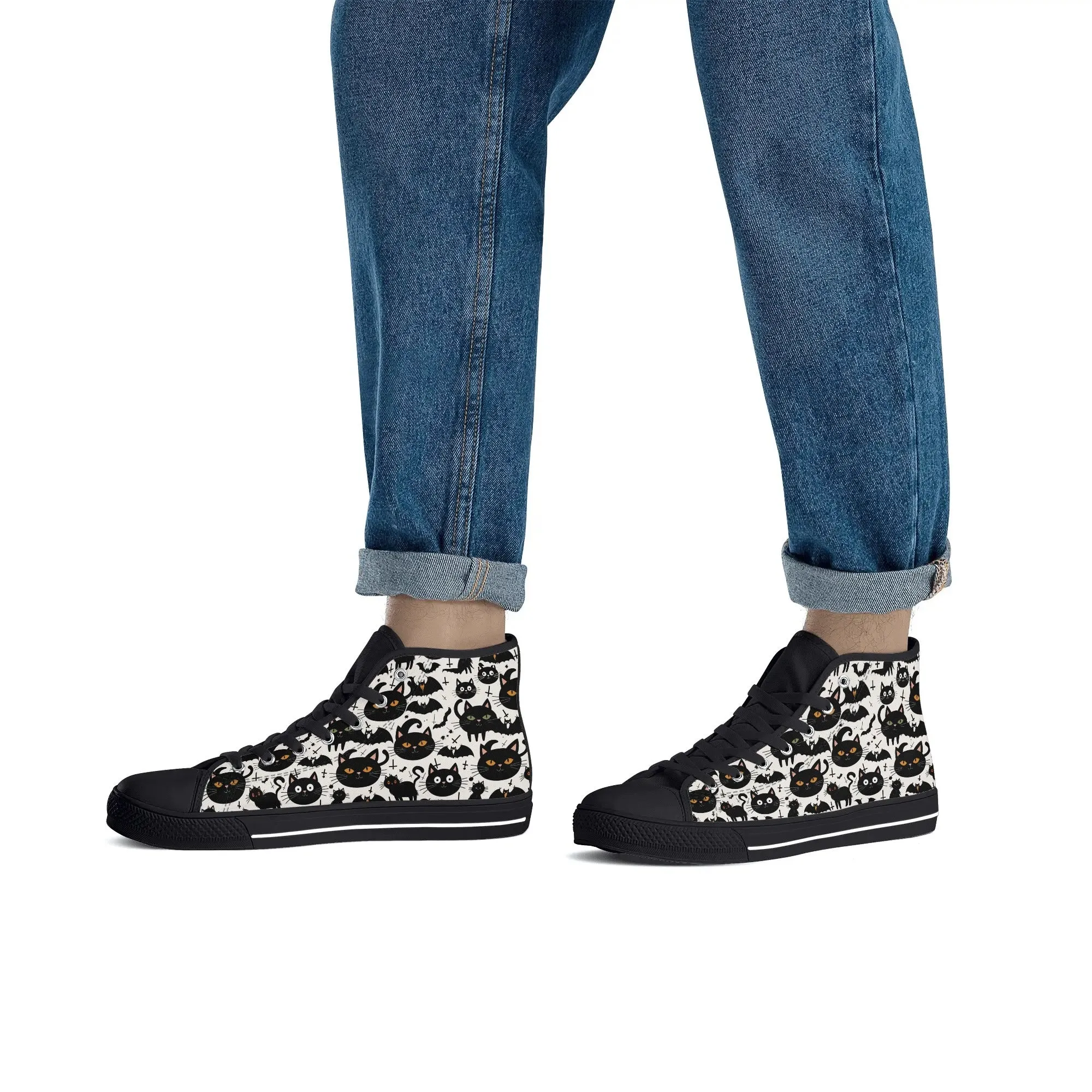 Mens Rubber High Top Crazy Cat Canvas Shoes