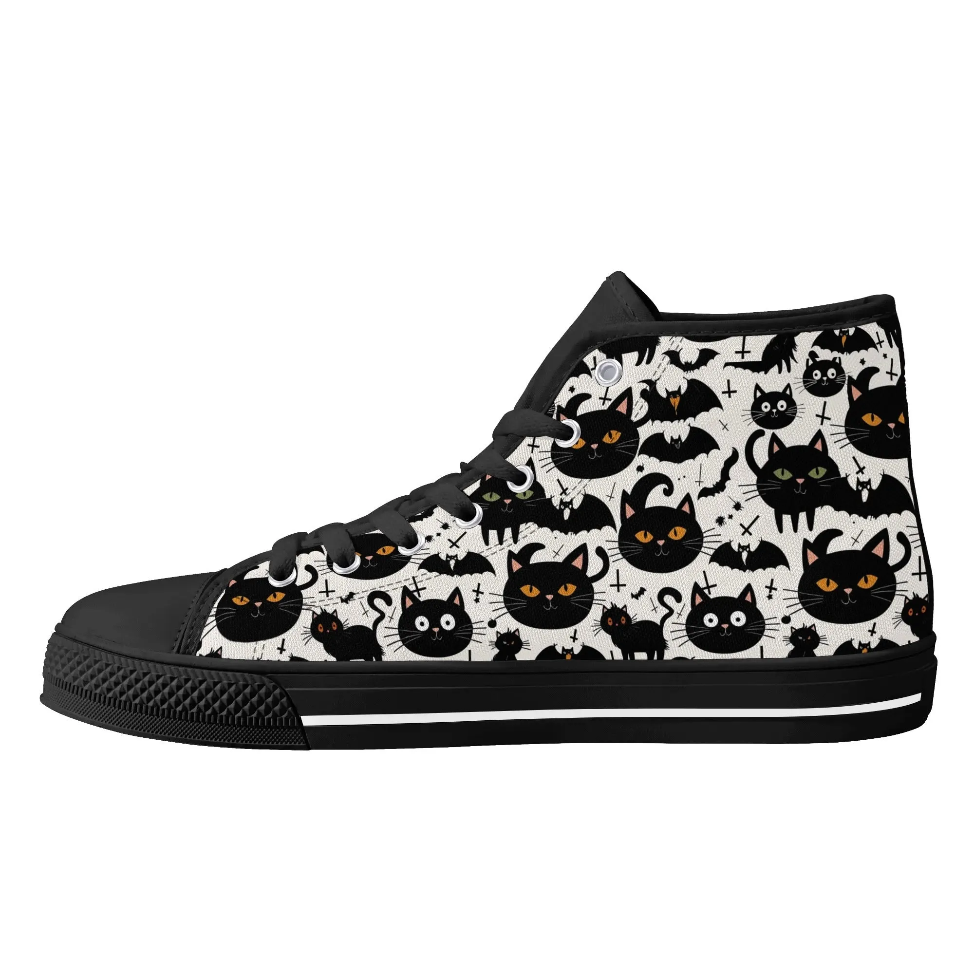 Mens Rubber High Top Crazy Cat Canvas Shoes