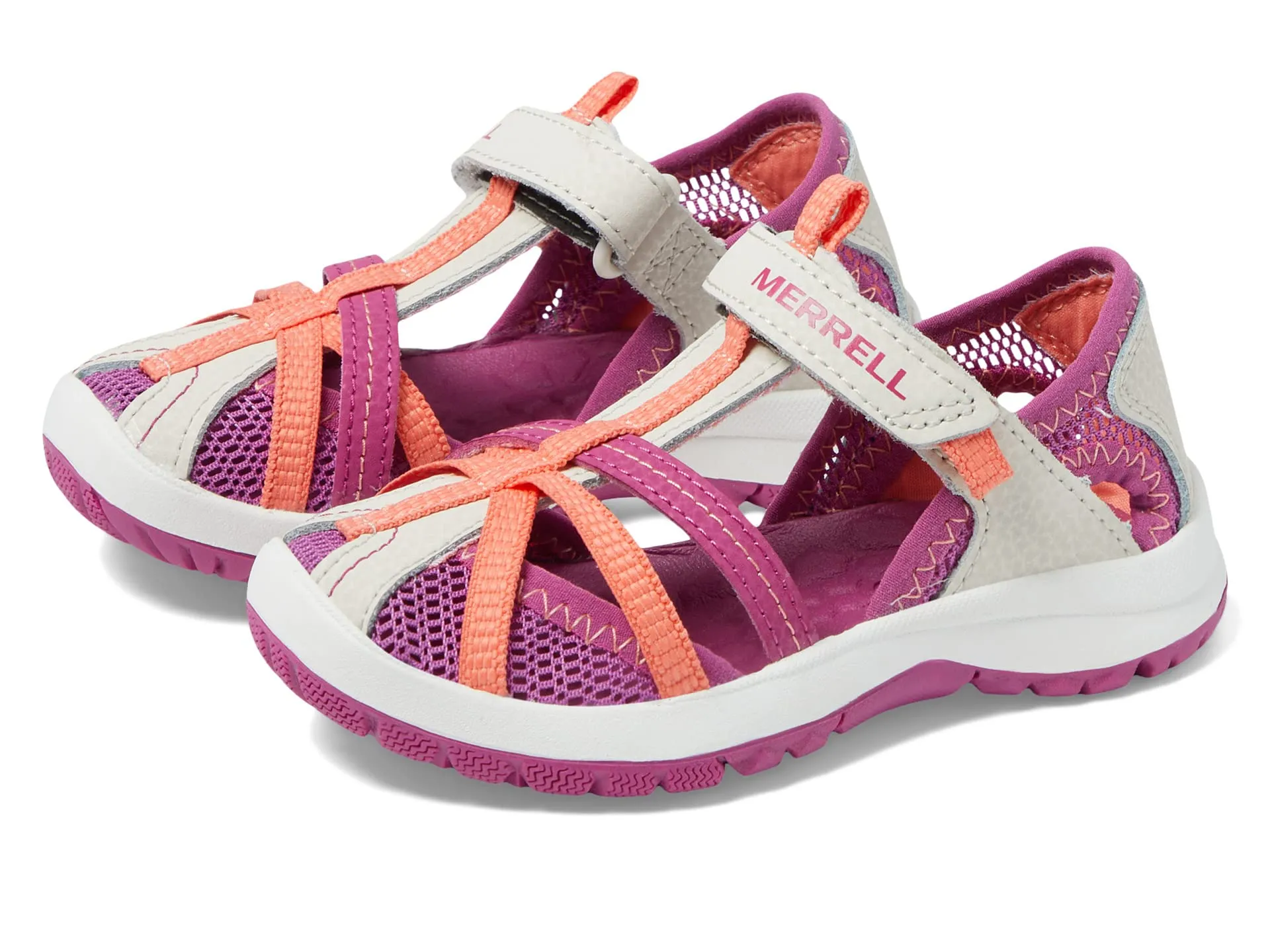Merrell Kids Dragonfly sandals (Toddler/Little Kid/Big Kid), grey/coral