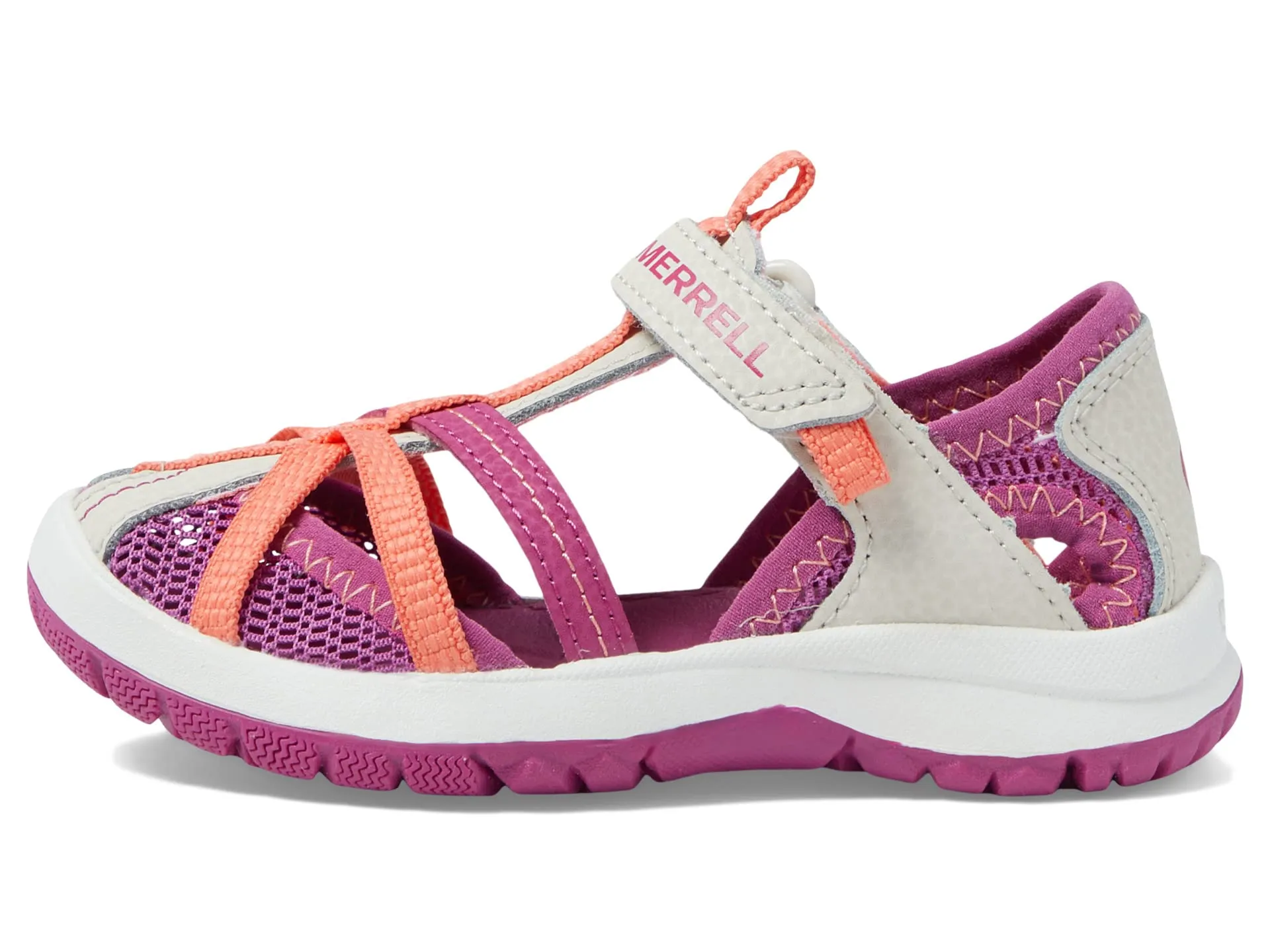 Merrell Kids Dragonfly sandals (Toddler/Little Kid/Big Kid), grey/coral