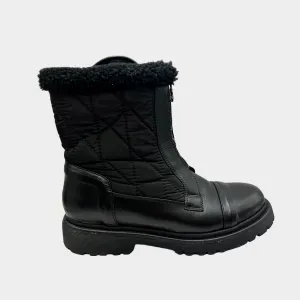 Moncler women's black leather shearling winter boots