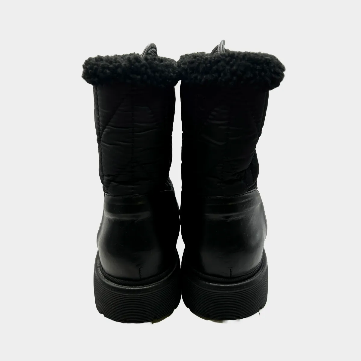 Moncler women's black leather shearling winter boots
