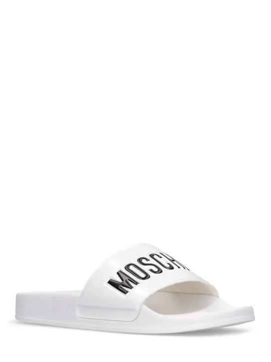 Moschino   25mm Logo PVC pool slide sandals 