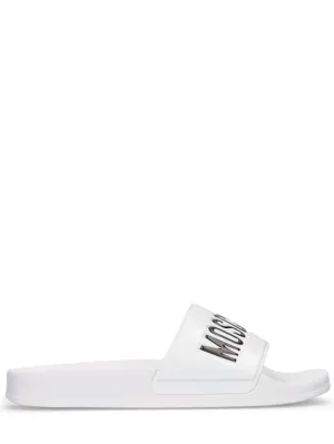Moschino   25mm Logo PVC pool slide sandals 