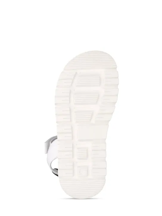 MSGM   Logo print leather strap sandals 