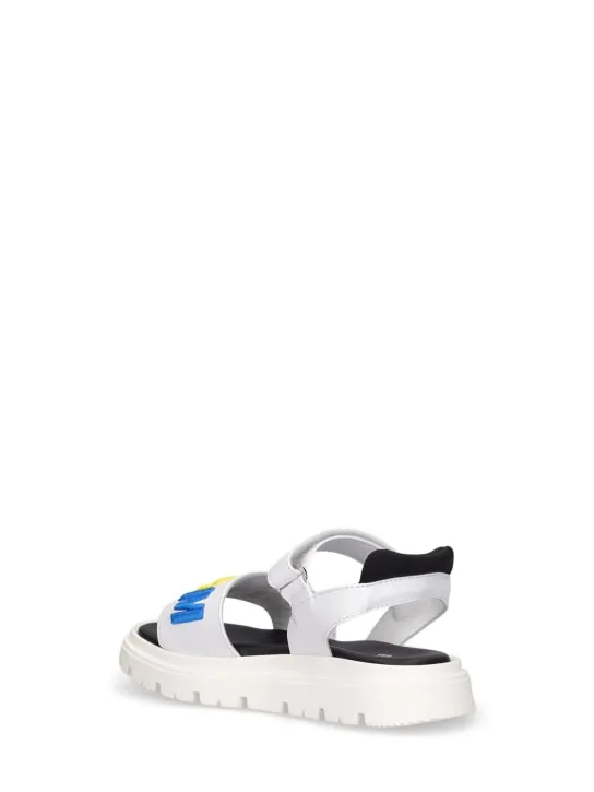 MSGM   Logo print leather strap sandals 