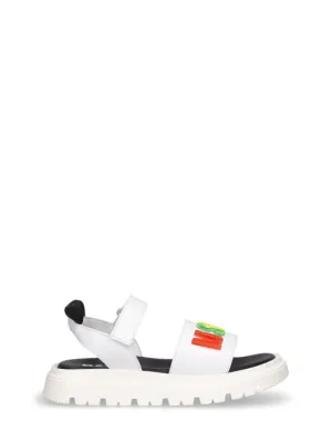MSGM   Logo print leather strap sandals 