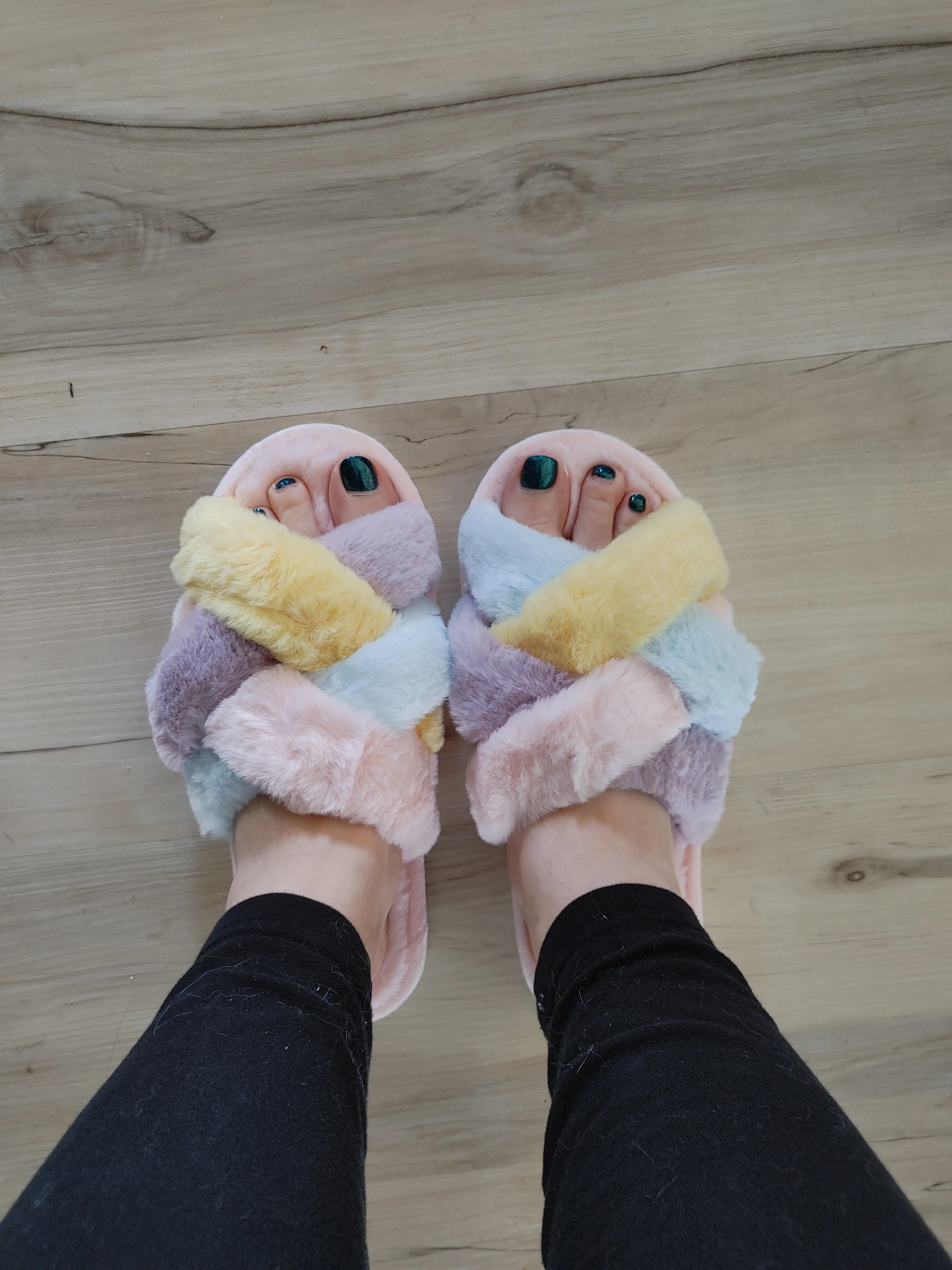 Multi-Colored Criss Cross Slippers