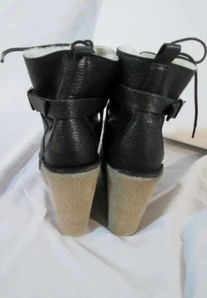 NEW NIB Womens PIERRE HARDY GRAINED KID Shearling Bootie 37 6.5 BLACK