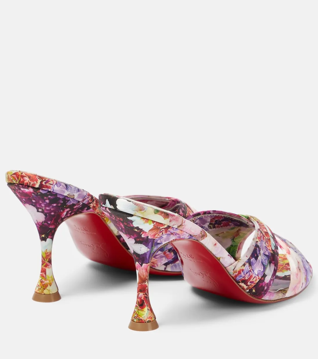 Nicol is back Christian Louboutin floral silk satin sandals, multicolor
