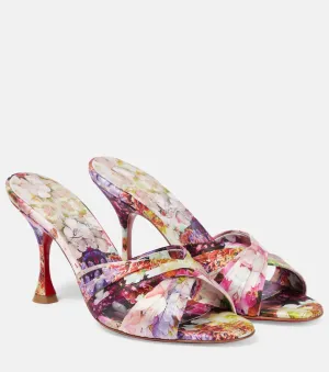 Nicol is back Christian Louboutin floral silk satin sandals, multicolor