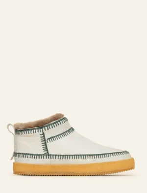 Nyuki Low Crochet Ankle Boot White Leather Sage