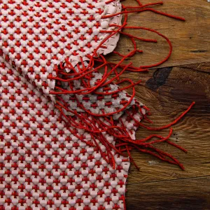 Off White And Red laces Woven Leather Hide