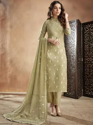 Olive Green Casual Pakistani Pant Suit