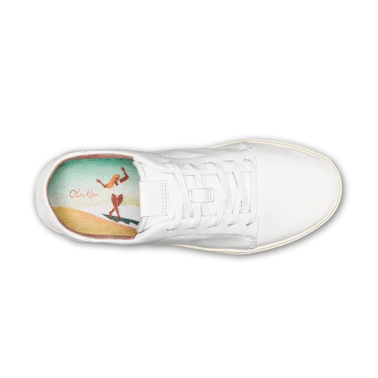 Olukai Women's Pehuea Li 'Ili Leather Sneaker - White 20433-4R4R