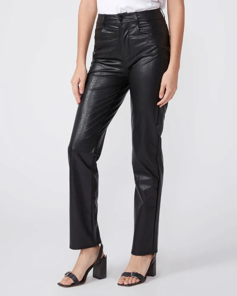 Paige - Stella Straight Vegan Leather Pants in Black