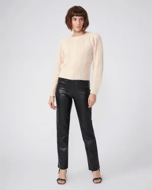 Paige - Stella Straight Vegan Leather Pants in Black
