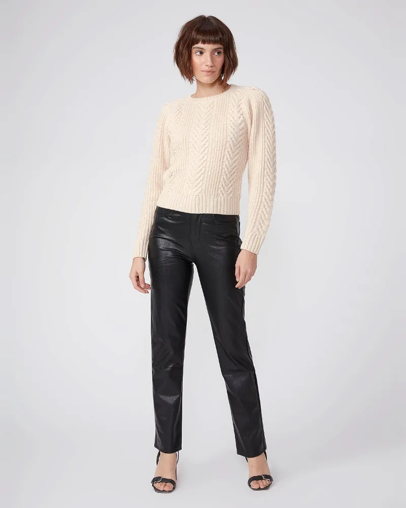 Paige - Stella Straight Vegan Leather Pants in Black
