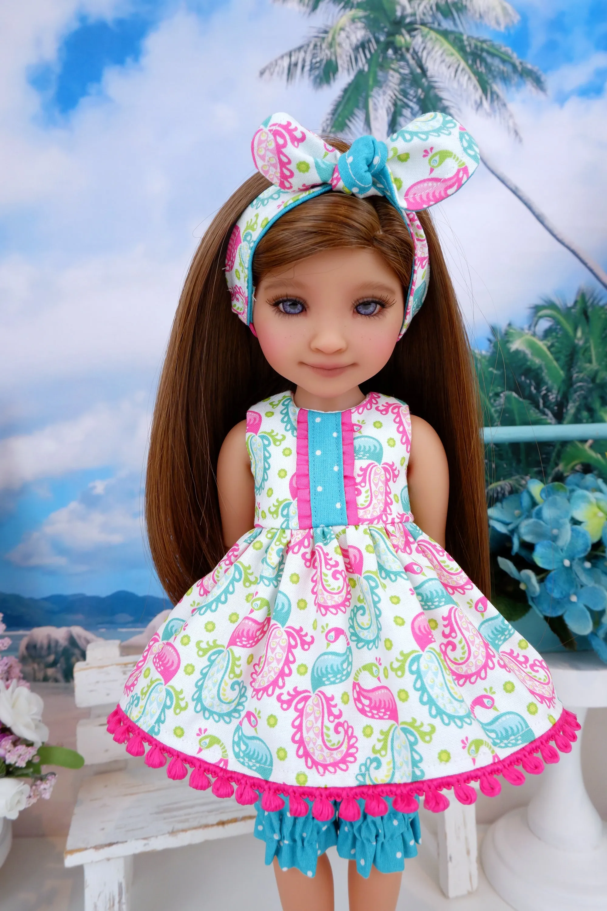 Paisley Peacock - top & bloomers with sandals for Ruby Red Fashion Friends doll