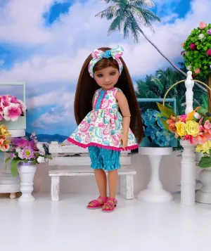 Paisley Peacock - top & bloomers with sandals for Ruby Red Fashion Friends doll