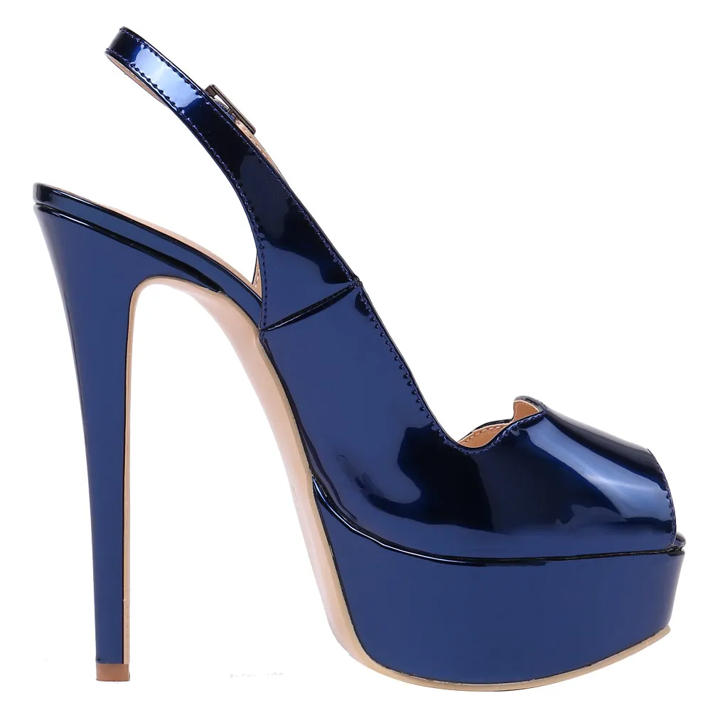 Party 14cm Slingbacks Pumps Spike Stilettos with Platform