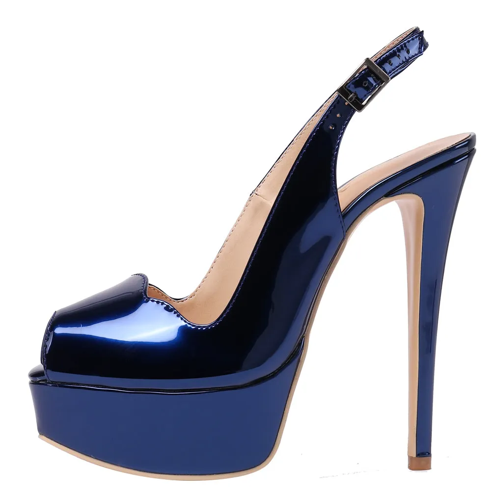 Party 14cm Slingbacks Pumps Spike Stilettos with Platform