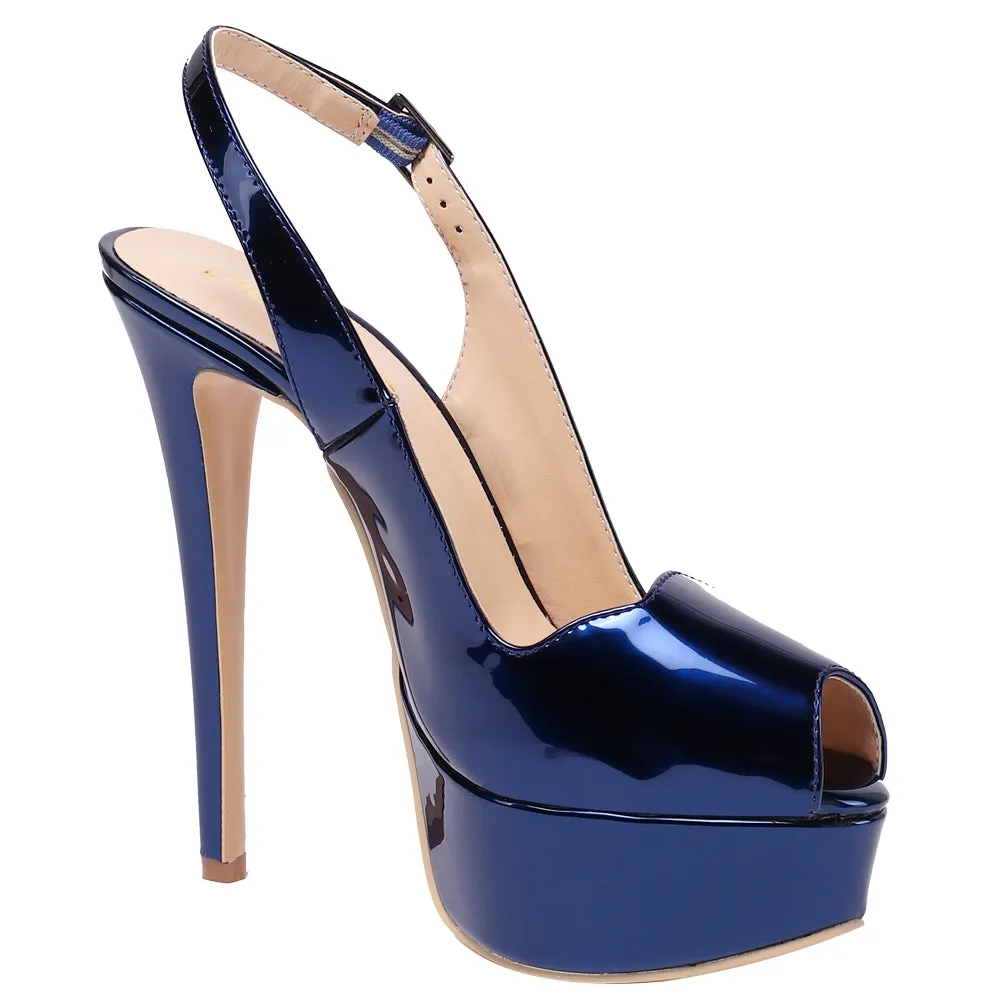 Party 14cm Slingbacks Pumps Spike Stilettos with Platform