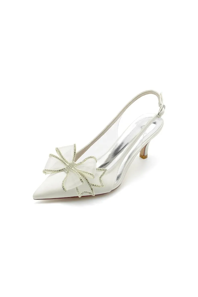 Peep Toe Slingback High Heels with Bow