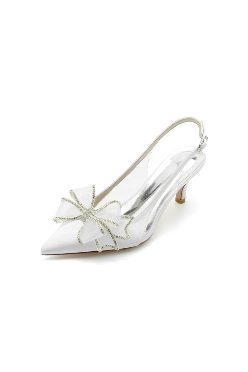 Peep Toe Slingback High Heels with Bow