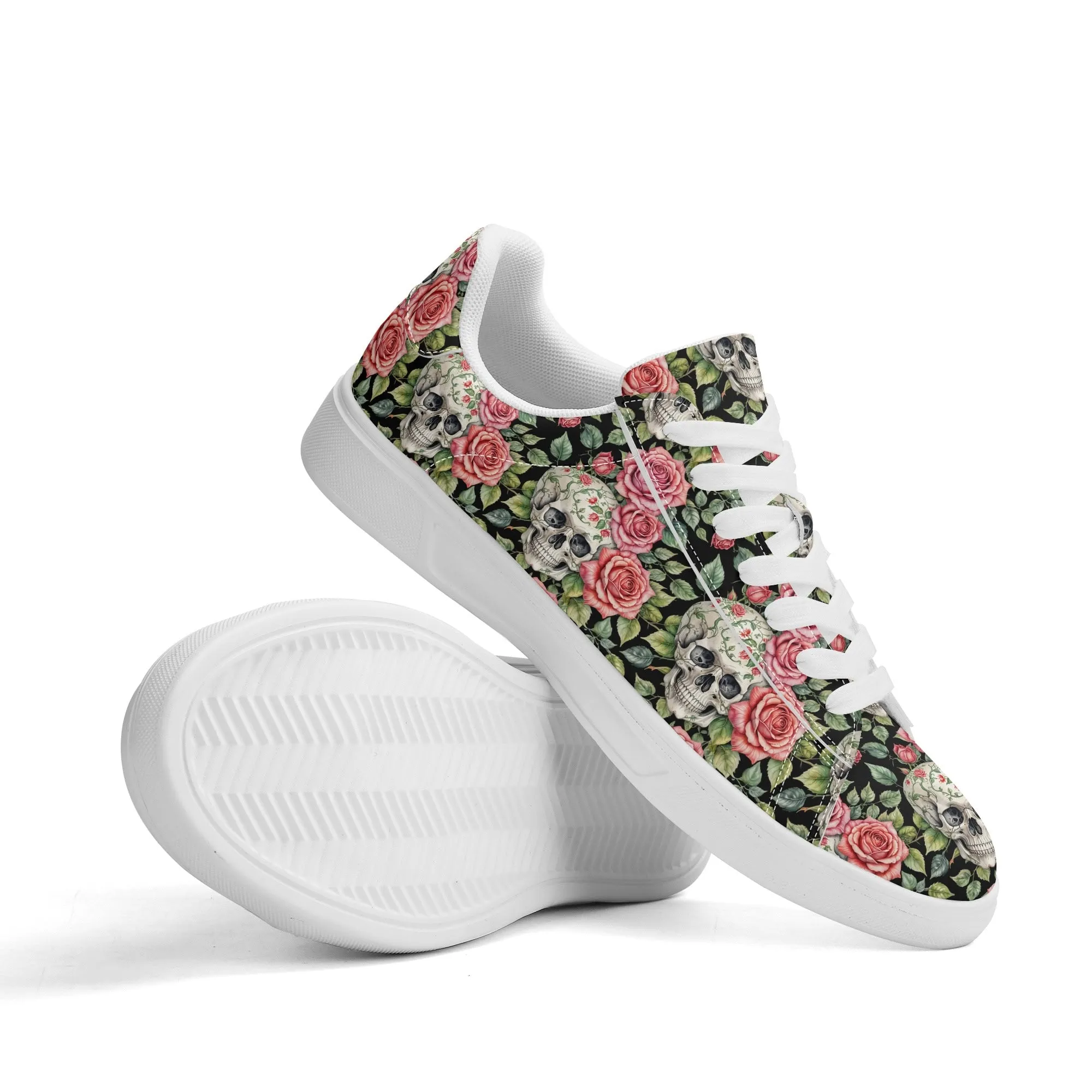 Pink Skulls Adult Lightweight Brand Low Top Leather Shoes