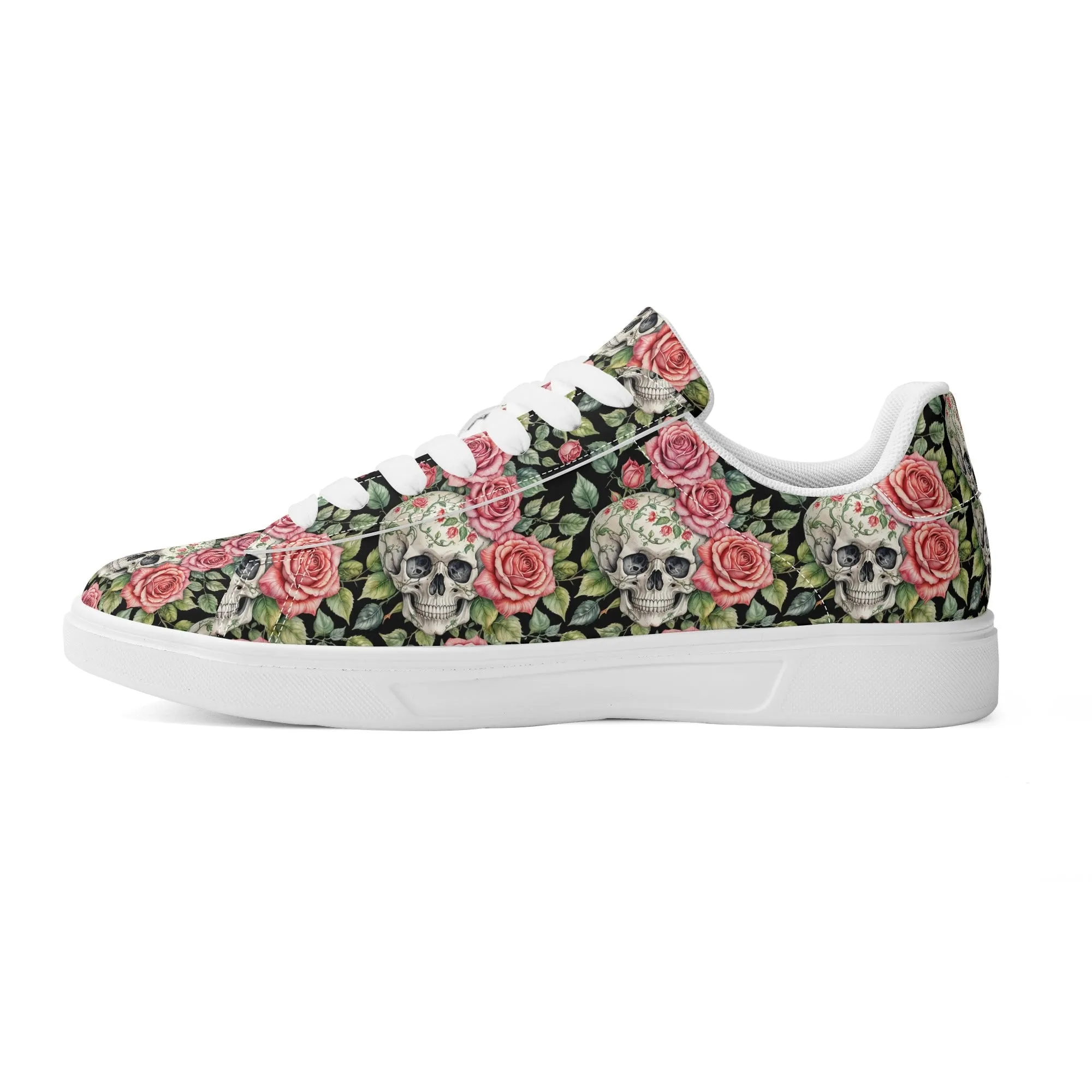 Pink Skulls Adult Lightweight Brand Low Top Leather Shoes