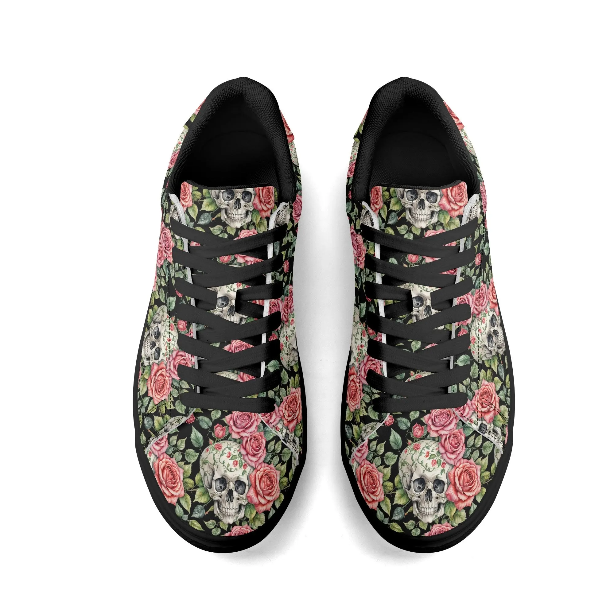 Pink Skulls Adult Lightweight Brand Low Top Leather Shoes