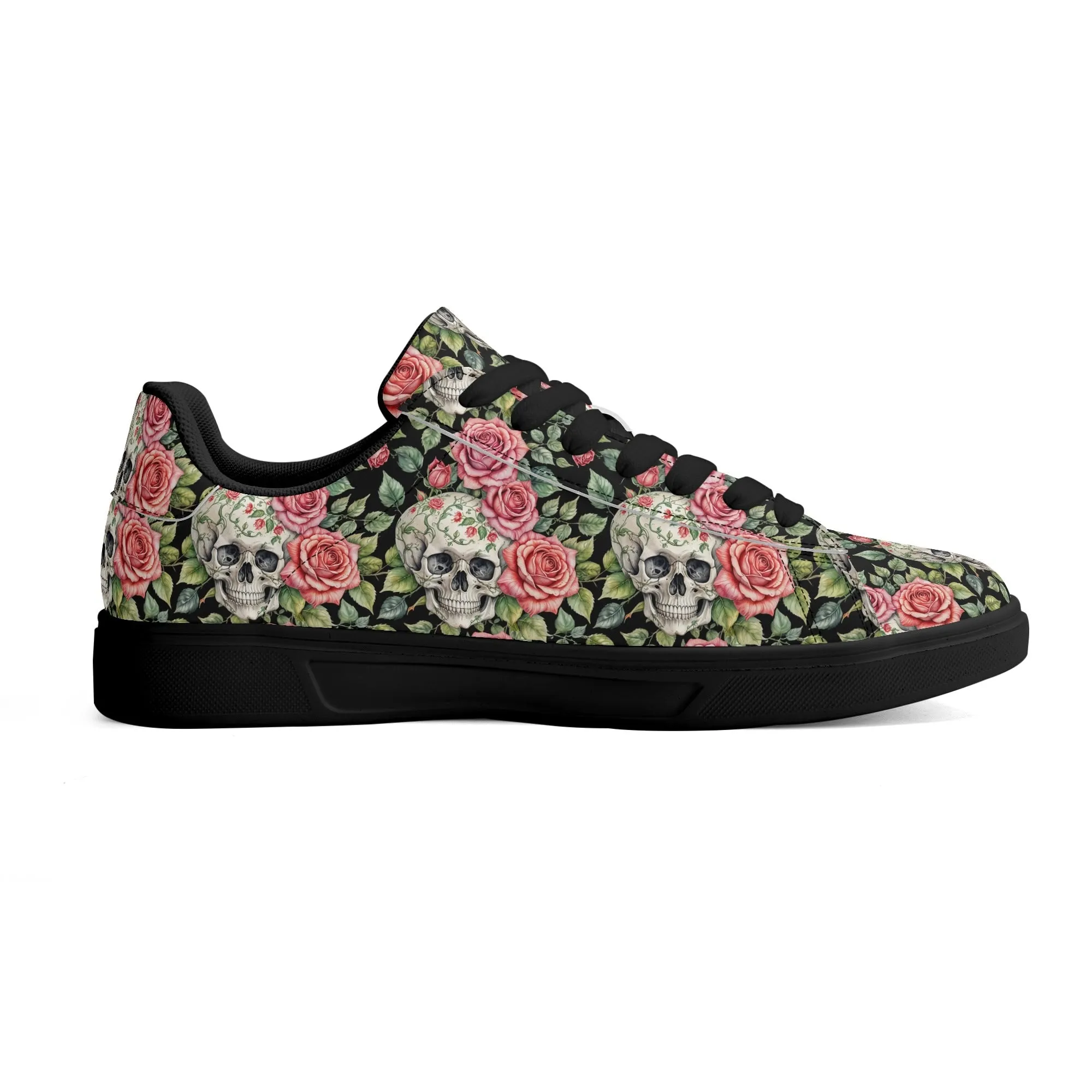 Pink Skulls Adult Lightweight Brand Low Top Leather Shoes