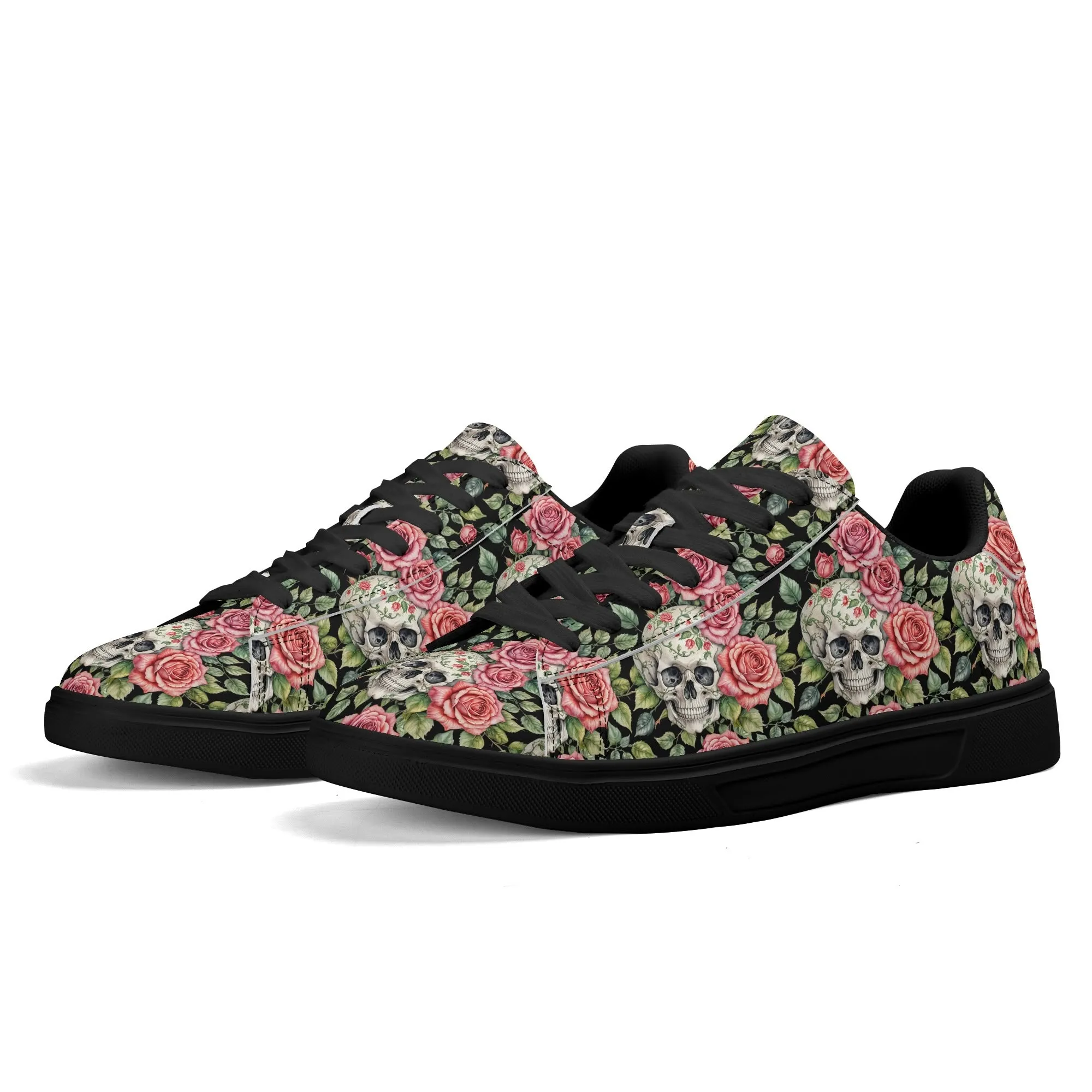 Pink Skulls Adult Lightweight Brand Low Top Leather Shoes