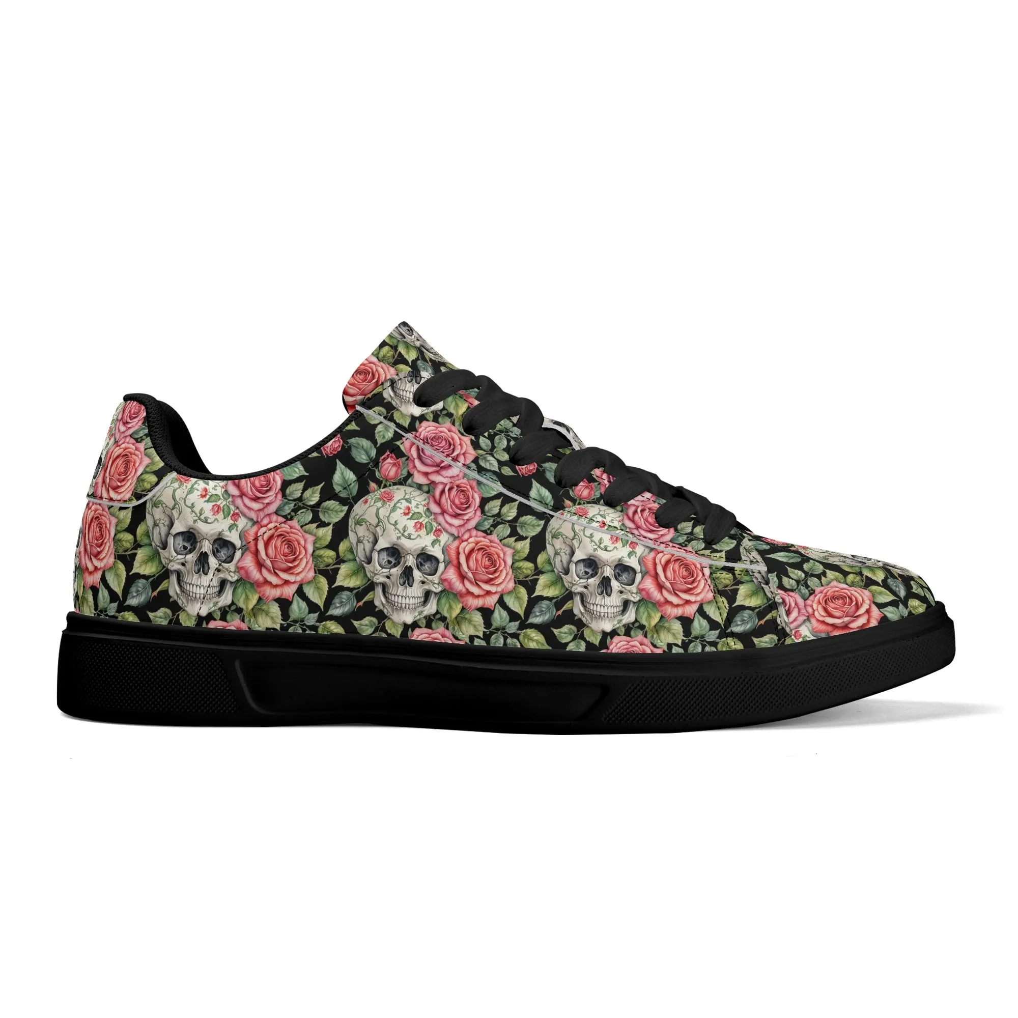 Pink Skulls Adult Lightweight Brand Low Top Leather Shoes