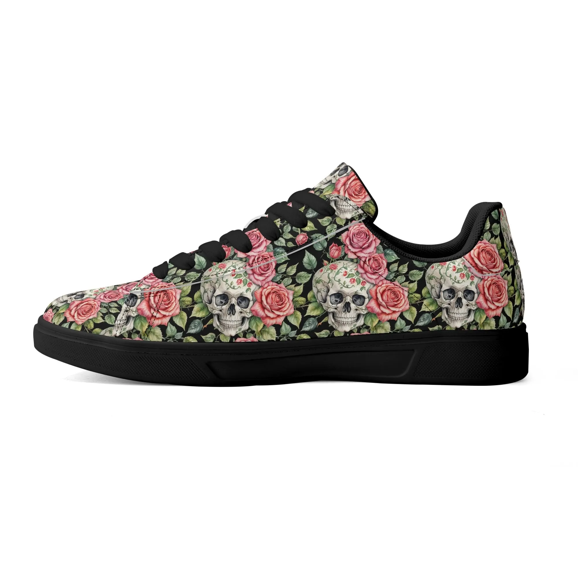 Pink Skulls Adult Lightweight Brand Low Top Leather Shoes