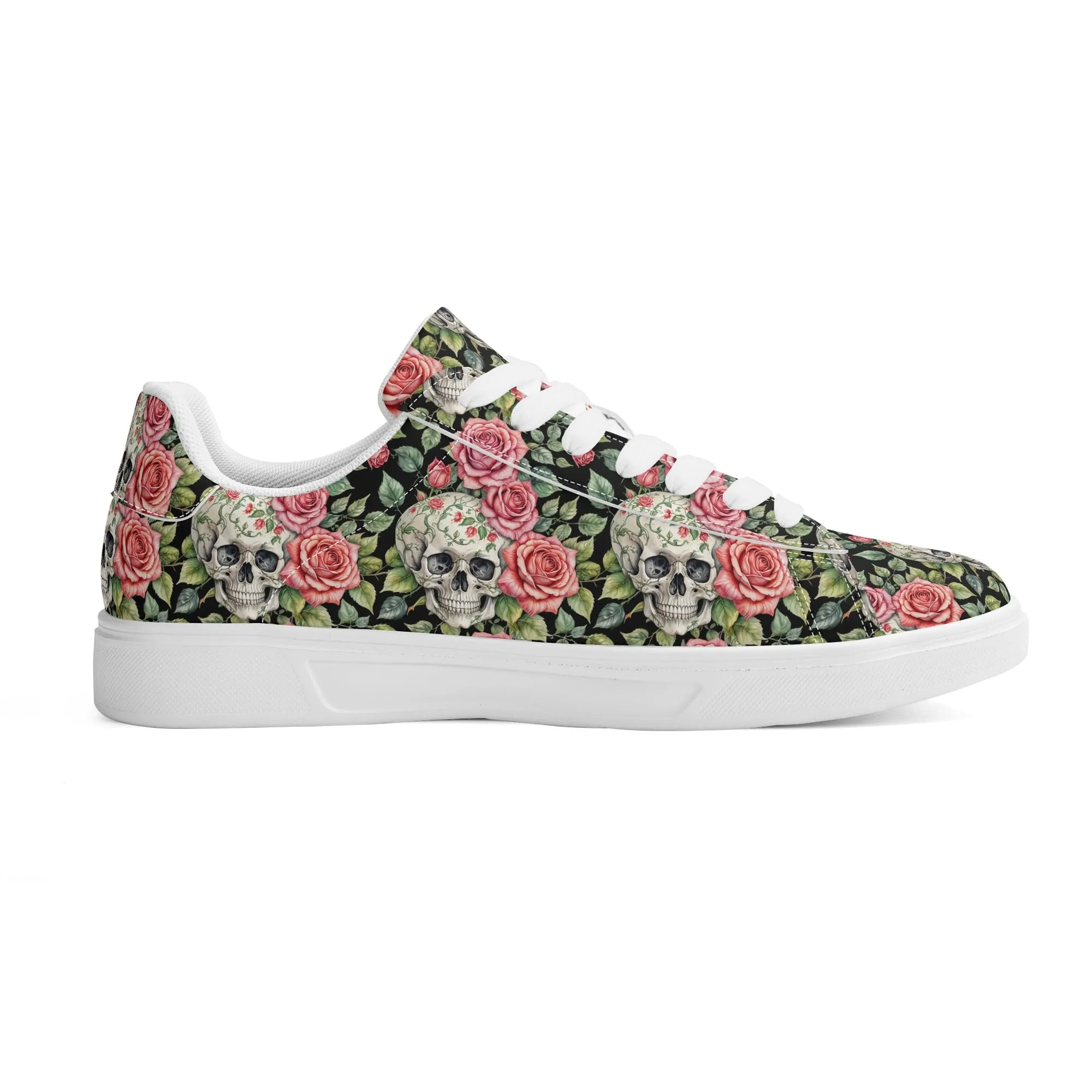 Pink Skulls Adult Lightweight Brand Low Top Leather Shoes