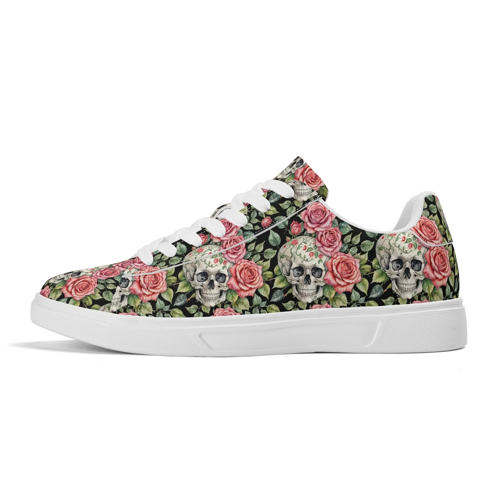 Pink Skulls Adult Lightweight Brand Low Top Leather Shoes