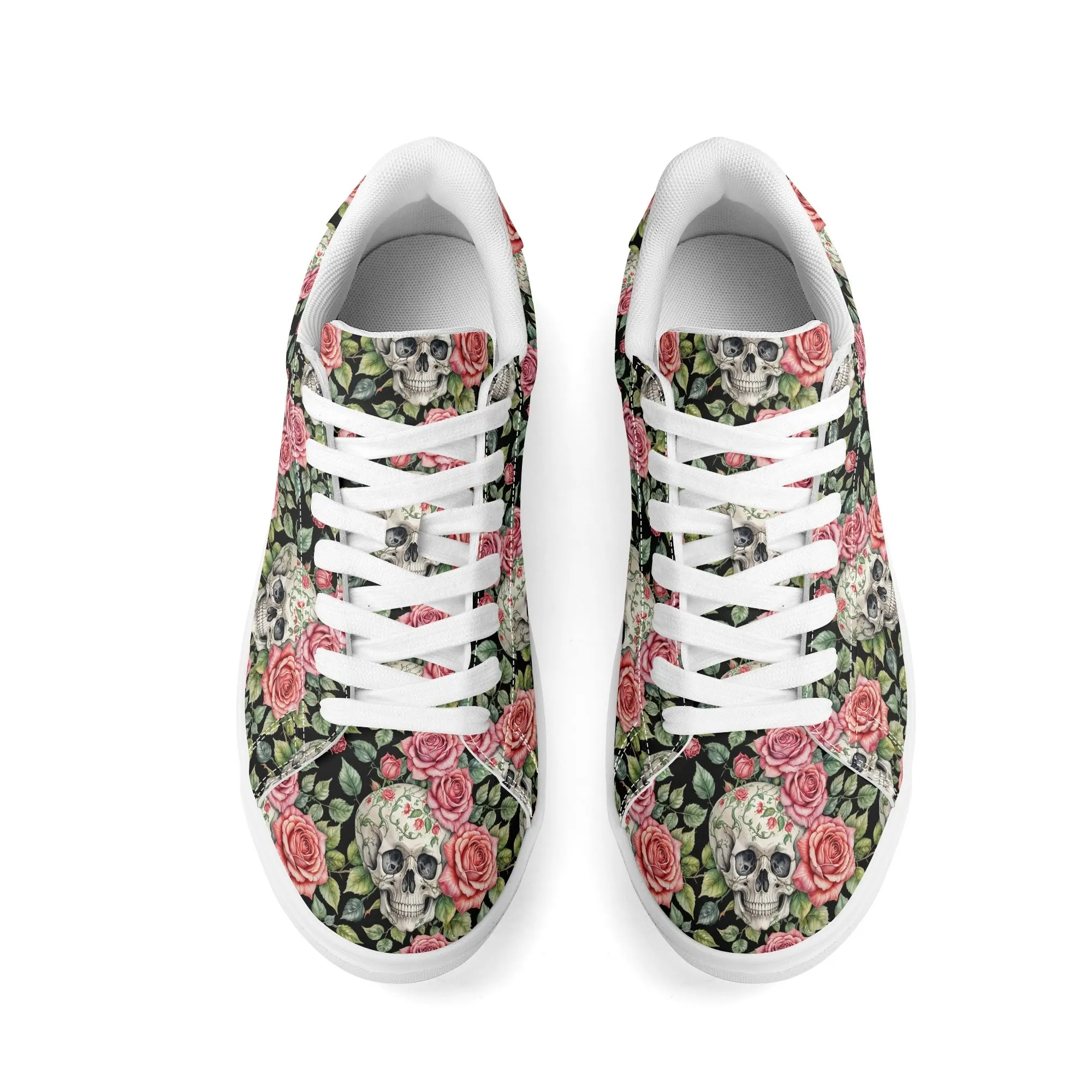 Pink Skulls Adult Lightweight Brand Low Top Leather Shoes