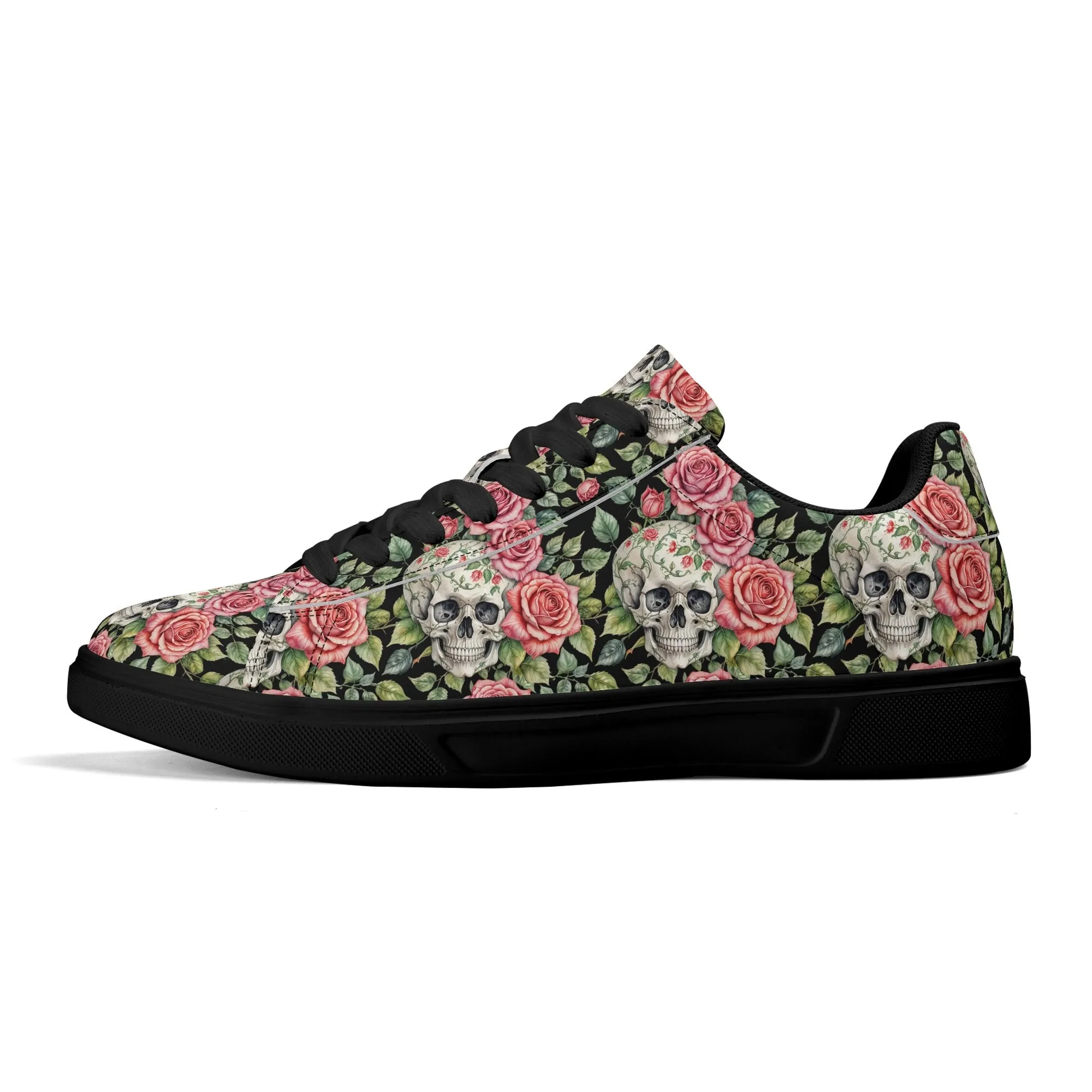 Pink Skulls Adult Lightweight Brand Low Top Leather Shoes