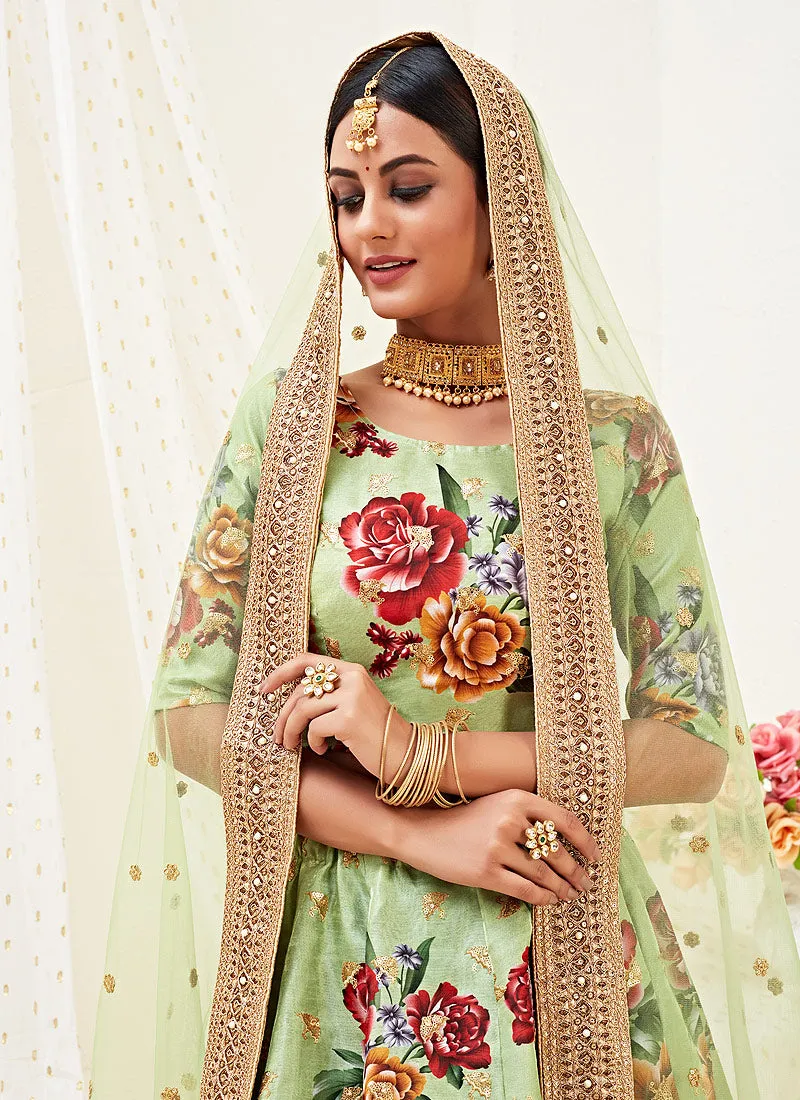Pista Green Wedding Lehenga Choli