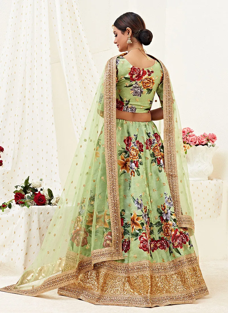 Pista Green Wedding Lehenga Choli