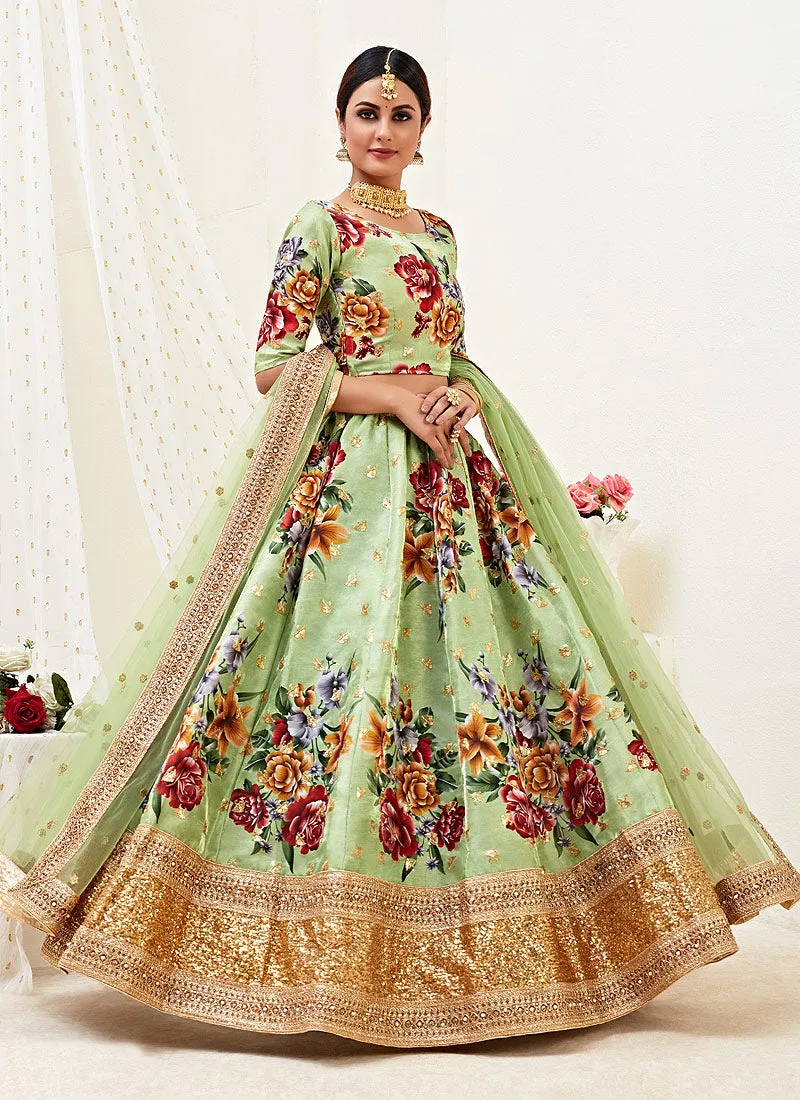 Pista Green Wedding Lehenga Choli