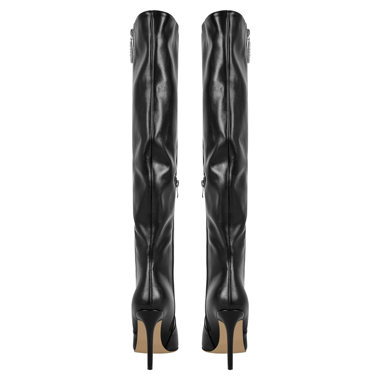 Pointed Toe Zipper Over The Knee Stilettos Boots