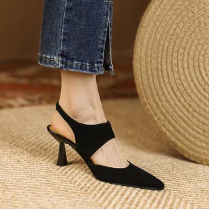 Purpdrank - 2023 New Spring Suede Leather Women Shoes Retro Stilettos Women Pumps Pointed Toe Heels Shoes Women Zapatos De Mujer Heels Women