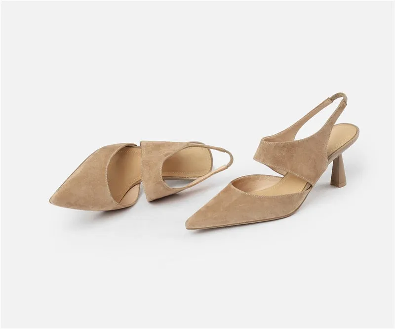 Purpdrank - 2023 New Spring Suede Leather Women Shoes Retro Stilettos Women Pumps Pointed Toe Heels Shoes Women Zapatos De Mujer Heels Women