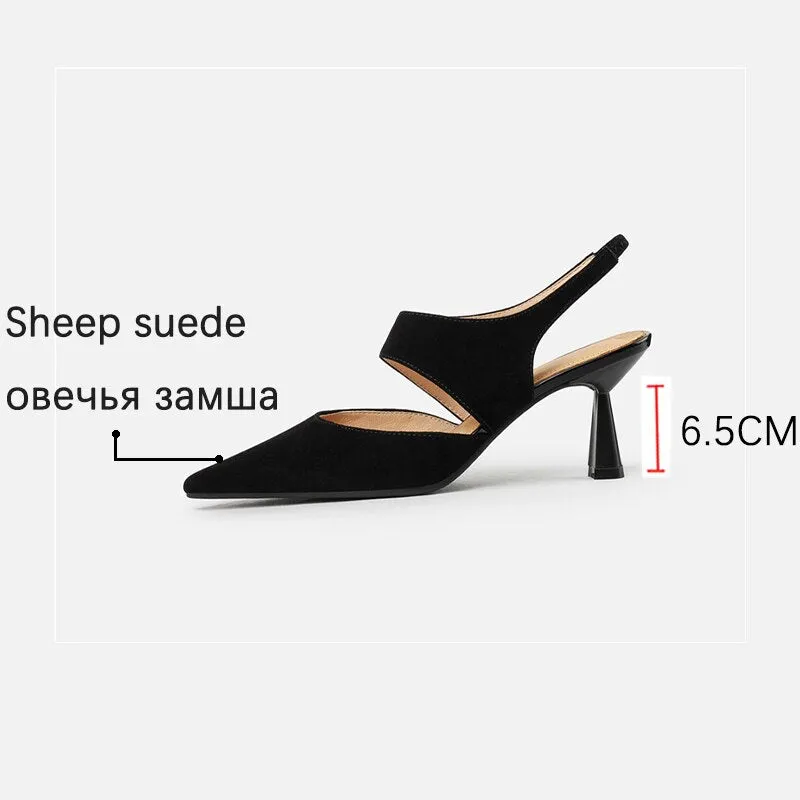 Purpdrank - 2023 New Spring Suede Leather Women Shoes Retro Stilettos Women Pumps Pointed Toe Heels Shoes Women Zapatos De Mujer Heels Women