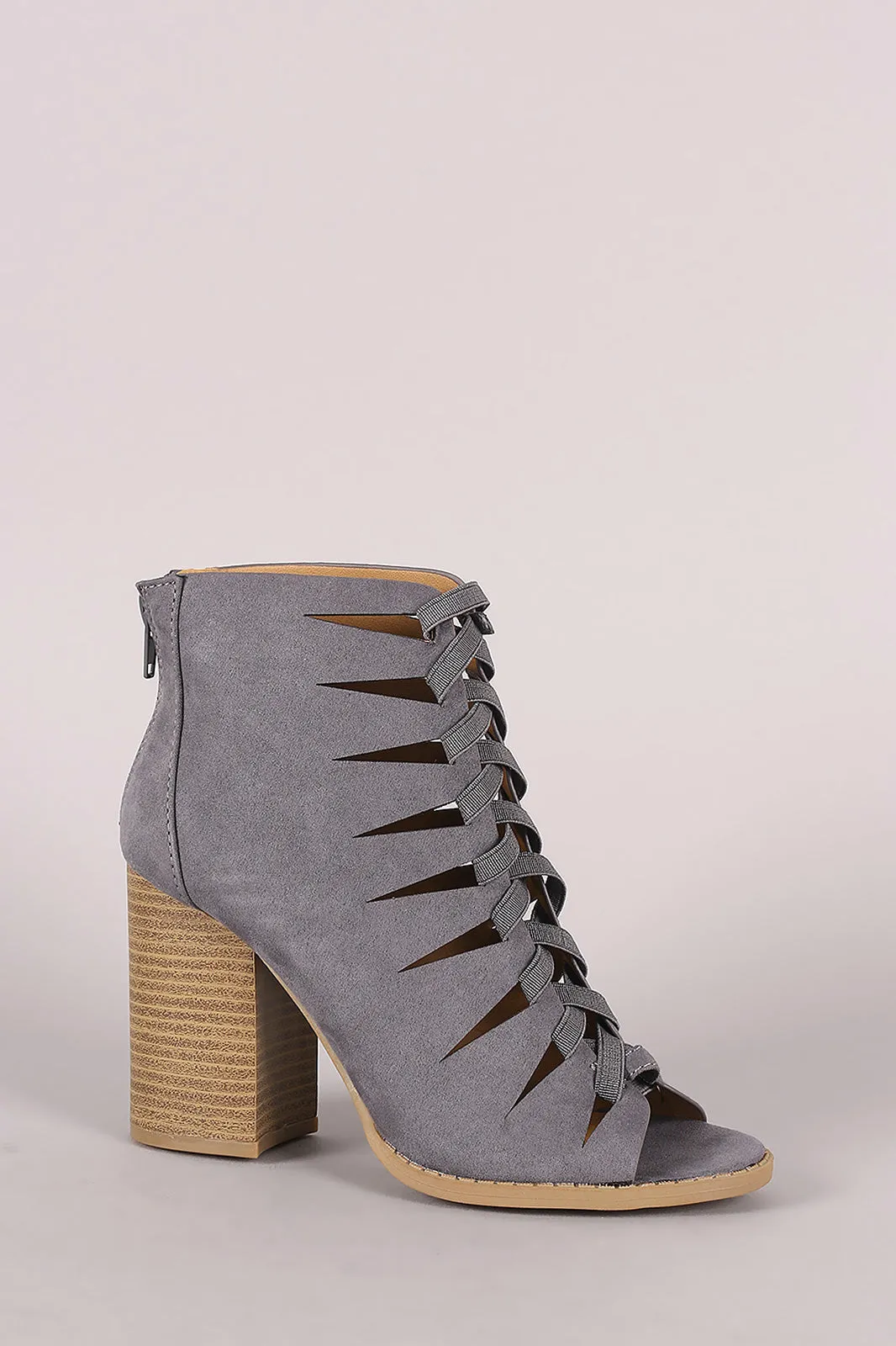 Qupid Cutout Peep Toe Booties